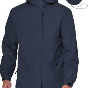 Men's Rain Jacket Waterproof With Hood Lightweight Packable Shell Raincoat Windbreaker For Cycling Golf Travel