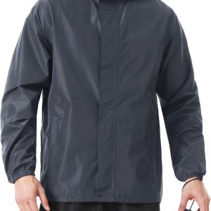 Men's Rain Jacket Lightweight Waterproof Packable Rain Shell Jacket Raincoat with Hood Windbreaker for Cycling, Golf