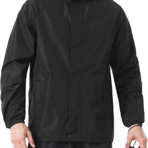 Men's Rain Jacket Lightweight Waterproof Packable Rain Shell Jacket Raincoat with Hood Windbreaker for Cycling, Golf