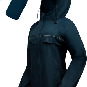 Rain Jacket Women Lightweight Packable Waterproof Raincoat with Hood Windproof Windbreaker for Hiking Running