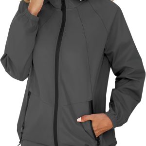 Rain Jacket for Women Waterproof Lightweight Windbreaker Jacket with Hood Packable Raincoat with Pockets